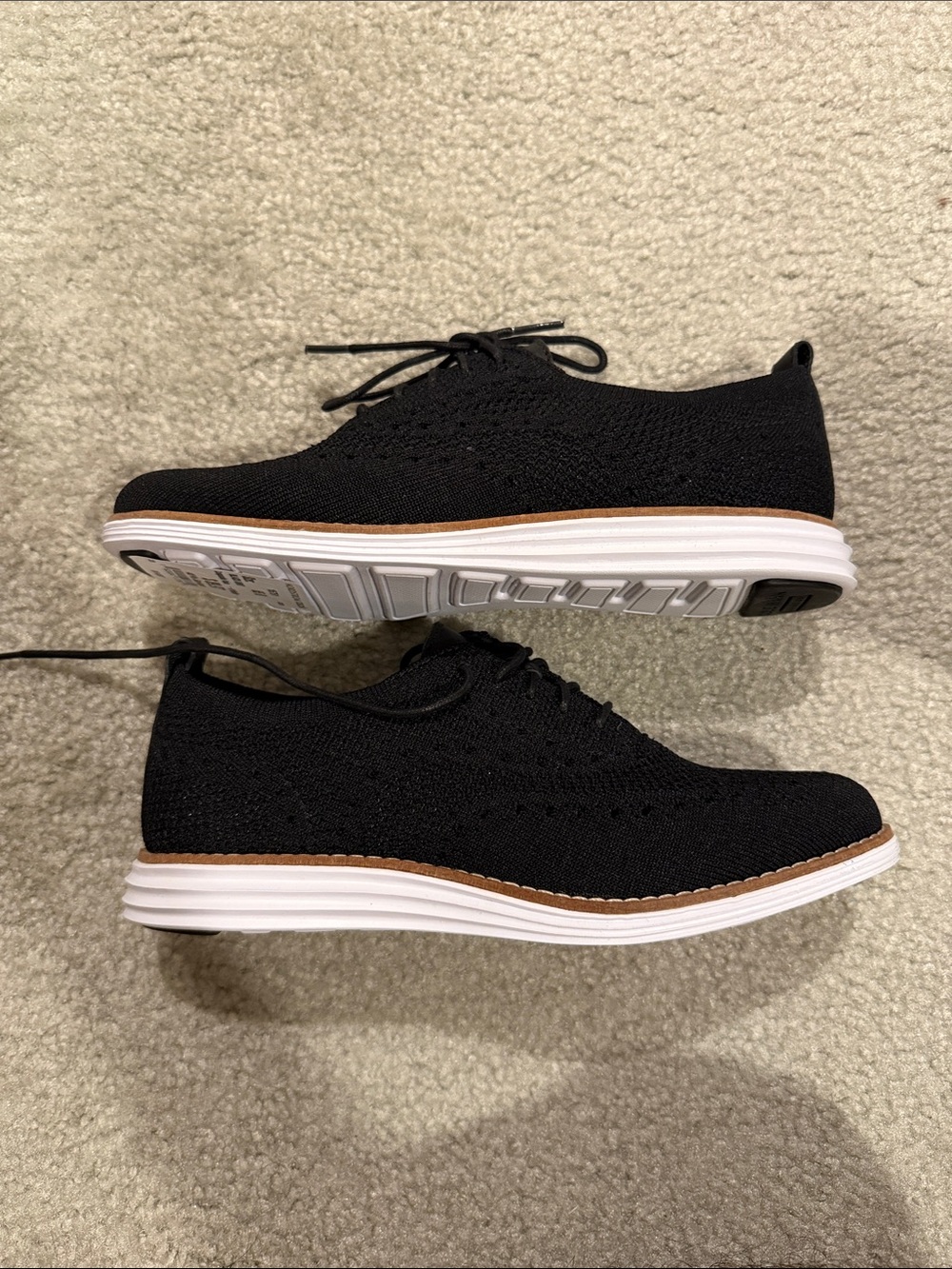 Cole Haan Black Knit Lace-Up Oxford White Sole ØriginalGrand Stitchlite Oxfords